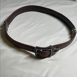 Reversible Southwestern Style Brown /Dark Brown Belt with Silver Buckle 33in.